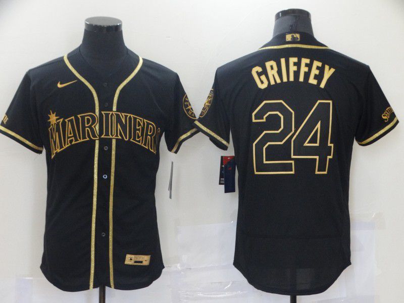 Men Seattle Mariners 24 Griffey Black Elite Nike 2021 MLB Jerseys